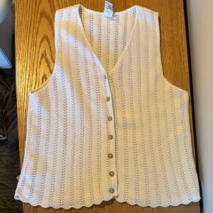 Cream Knit Button-Up Vest